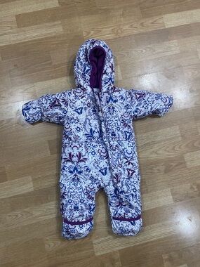Columbia Purple and Blue Floral Hooded Baby One-Piece Snowsuit